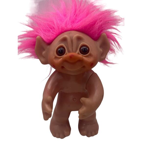 Vintage 1977 Thomas DAM Troll Doll 70’s 9” Figure PINK Hair Retro Denmark Toy - Picture 1 of 7